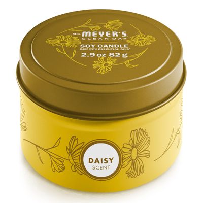 Mrs. Meyers Clean Day Scented Soy Tin Candle, 12 Hour Burn Time, Made with Soy Wax and Essential Oils, Daisy, 2.9 oz