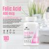 Folic Acid 400 mcg Vitamin B9 Pregnancy Care Maternal Tissue Growth During Immune System Support Energy Production Women Health 180 Vegan Tablets view 3
