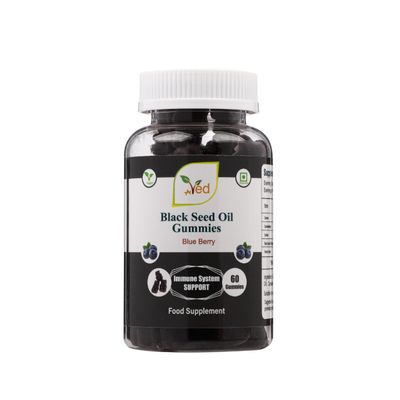 Ved Black Seed Oil Gummies with Blackcurrant Flavour, Raw Unfiltered Black Seed Oil Gummies with Mother Culture, Vegan Health Supplement for Men and Women- 60 Chews 30 Days Supply.
