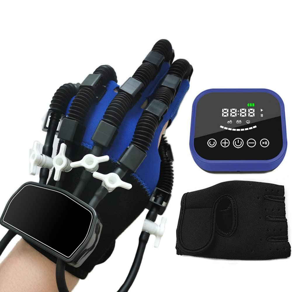 SATSAT Rehabilitation Robot Gloves, Stroke Hemiplegia Finger Rehabilitation Trainer, Hand Function Recovery, Hand Splint Assistive Gloves Finger Straightening Brace Guard, Light and Handy,L-M