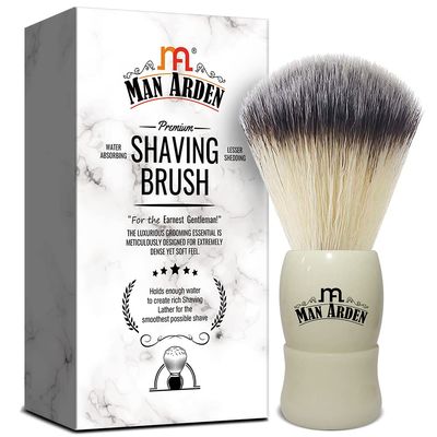 Man Arden Royal White Premium Shaving Brush With Ultra Soft & Absorbent Bristles & Long Handle | Cruelty Free | For A Smooth Shave