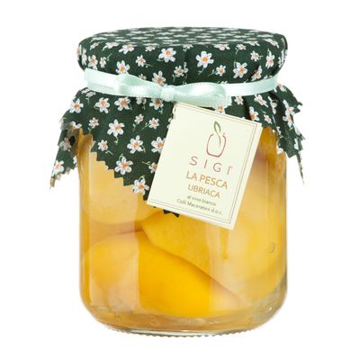 SIGI Azienda Agricola PEACH in WINE with Syrup | Free of Food Dyes, Preservatives and Chemical Additives | 100% Artisanal and Natural | Handmade and Made in Italy | Jar 540gr.