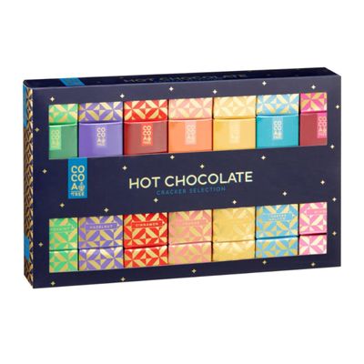 Hot Chocolate Gifts Set - 6 X Hot Chocolate Christmas Crackers - Assorted Flavours - Orange, Toasted Mallows, Peppermint, Hazelnut, Caramel and Ginger - Christmas Gifts for Adults Men Women Kids