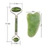 2PCS Jade Face Roller Gua Sha Stone Set Jade Roller Massage Roller with Gua Sha Scraper 100% Natural Stone Green for Chin, Nose Bridge, Eyes, Neck, Cheek, Back, Spa Eye Massage Noiseless Design view 4