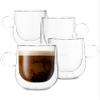 BTaT- BarrelShape Mugs, 4 Pack, 12 oz (350 ml), Glass Coffee Mugs, Clear Coffee Mug, Double Wall Glass Coffee Mugs, Glass Mugs, Latte Cup, Glass Tea Cups, Insulated Coffee Cups view 1