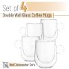 BTaT- BarrelShape Mugs, 4 Pack, 12 oz (350 ml), Glass Coffee Mugs, Clear Coffee Mug, Double Wall Glass Coffee Mugs, Glass Mugs, Latte Cup, Glass Tea Cups, Insulated Coffee Cups view 2
