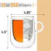 BTaT- BarrelShape Mugs, 4 Pack, 12 oz (350 ml), Glass Coffee Mugs, Clear Coffee Mug, Double Wall Glass Coffee Mugs, Glass Mugs, Latte Cup, Glass Tea Cups, Insulated Coffee Cups view 3