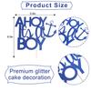 Baby Gender Reveal for Ahoy Its A BOY Cake Topper - Bule Glitter Cake Topper for Party, Decoration for Cake Topper, Its A BOY Sign Cake Flag,Photo Booth Props ,Unique Baby Shower Ideas view 2