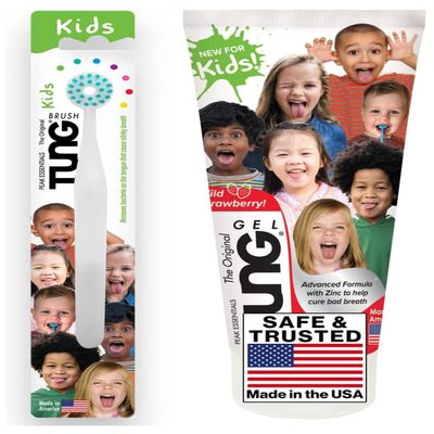 Peak Essentials | The Original Kids Tongue Cleaner Kits | Fight Bad Breath | Made in USA (Set of 1) (Colour of the Tung brush may vary)