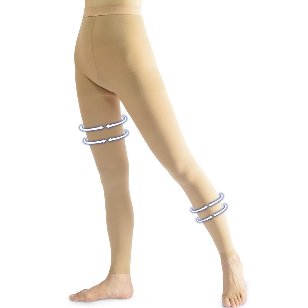 Beister Medical Compression Pantyhose for Women & Men, 20-30mmHg Graduated Support Tights, Opaque Footless Waist High Compression Stockings for Varicose Veins, Edema, Flight