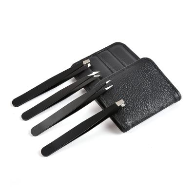 Sinknap Eyes Tweezers Eyebrows Hair Removal Tweezers with Travel Case Multipurpose High Elasticity Black