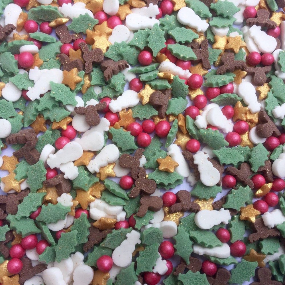 TRTO 200 Gram Xmas Mix Color Parties Treats Edible Sugar Christmas Cupcake Sprinkles Cupcake Cake Decoration With Attractive Looks