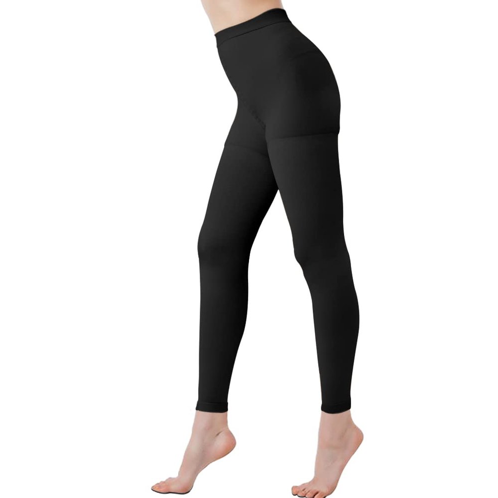 KINGJOZE Medical Compression Leggings for Women, 20-30 mmHg Compression Pantyhose for Varicose Veins, Swelling, Lymphedema, Footless-Black, S