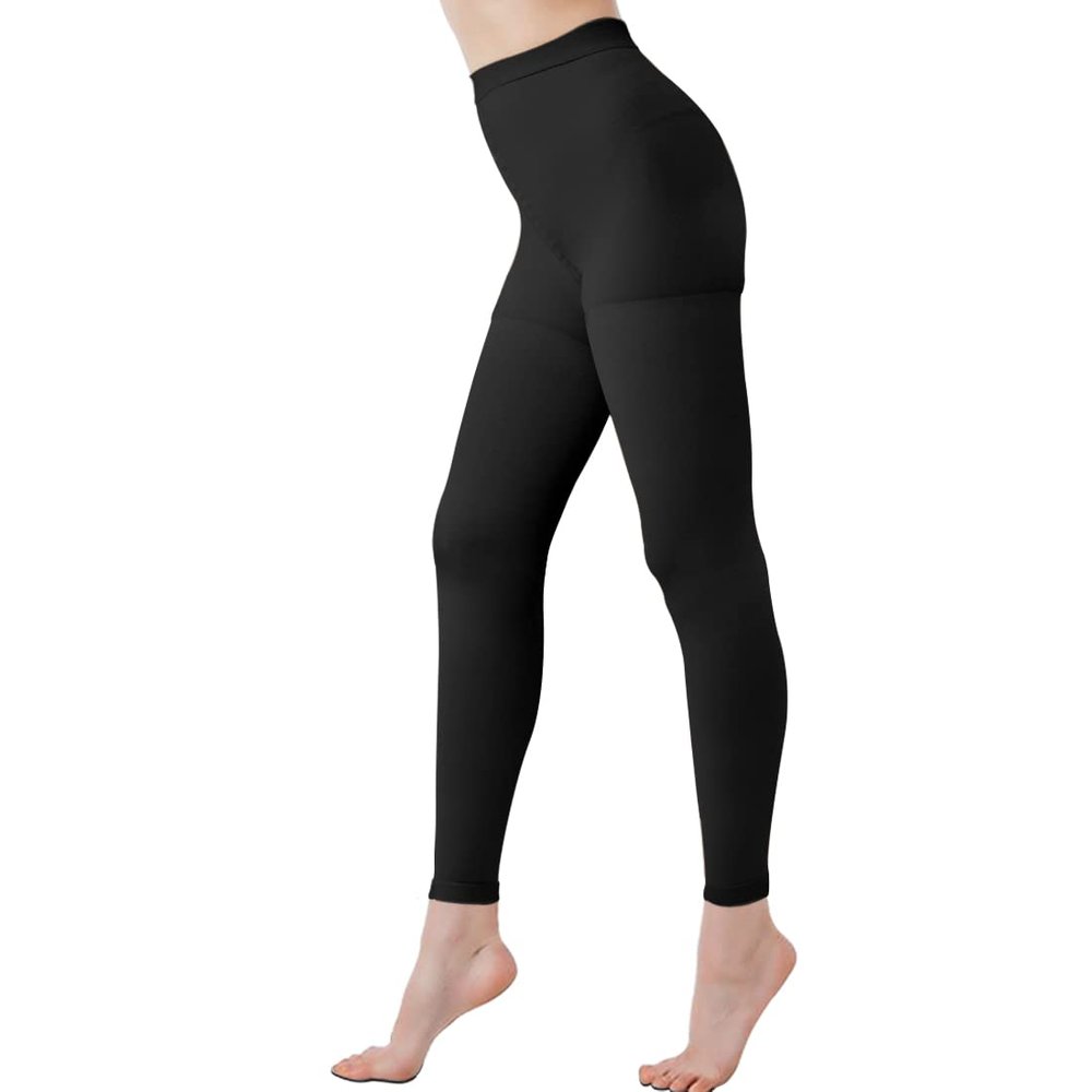 KINGJOZE Medical Compression Leggings for Women, 20-30 mmHg Compression Pantyhose for Varicose Veins, Swelling, Lymphedema, Footless-Black, XXL