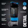 EatProtein 500ml Protein Shaker Bottle - 2 Storage Compartments & Pill Box - Leakproof Lid, Wire Ball for Smooth Shakes, BPA-Free, with Measurement Markings view 2