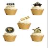 24 edible Happy New Years Eve Party D2 style Iced Icing Fondant Fairy CupCake Cake Toppers view 3