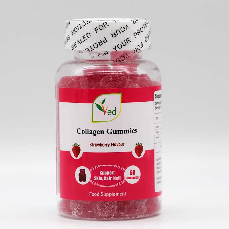 Ved Collagen Gummie Chew Gummies Strawberry Flavour, Raw Unfiltered Collagen Gummies with Vitamin C, Vitamin E, Health Supplement for Men and Women- 60 Chews 30 Days Supply