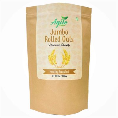Agile Organic Jumbo Rolled Oats, 1kg (Big Leaf | Gluten Free)