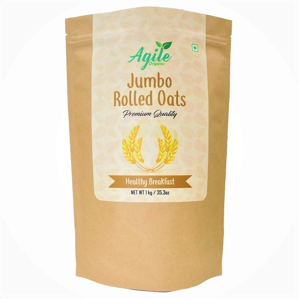 Agile Organic Jumbo Rolled Oats, 1kg (Big Leaf | Gluten Free)