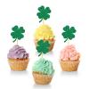 24 Pcs Four Leaf Clover Cupcake Toppers / Lucky Festival Cupcake Toppers / Baby Shower / St. Patrick's Day Party Birthday Party Cupcake Decorations / Green Glitter view 1