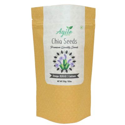 Agile Organic Authentic Raw Chia Seeds, 250g (Premium Quality)