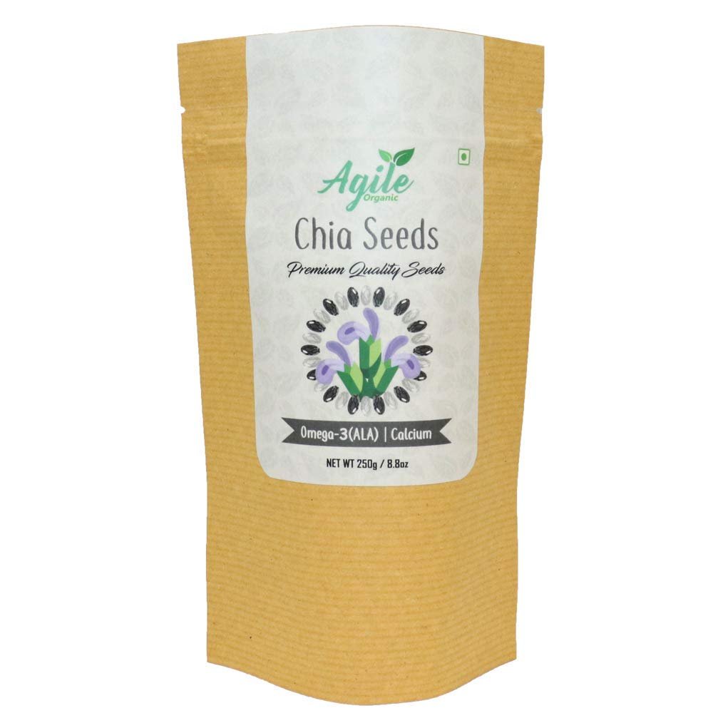 Agile Organic Authentic Raw Chia Seeds, 250g (Premium Quality)