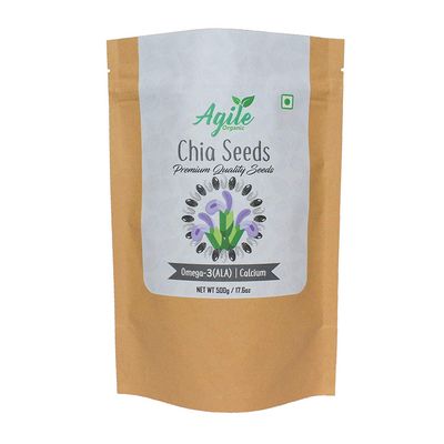 Agile Organic Authentic Raw Chia Seeds, 500g (Premium Quality)