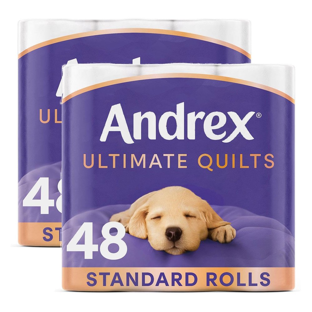Andrex Toilet Roll Supreme Quilts Fragrance-Free 3 Ply Toilet Paper, 48 Rolls White
