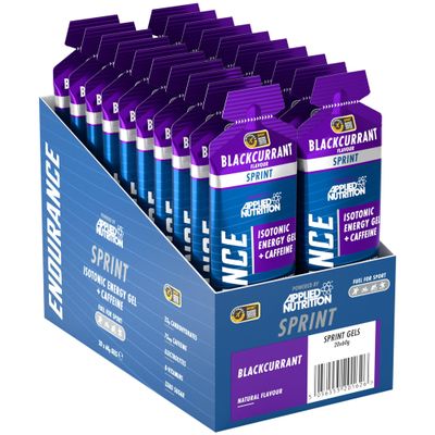 Sprint | Energy Gel with Caffeine | Easy to Digest | Zero Fat Zero Sugar | 23g Carbohydrates + Electrolytes & B-Vitamins (Pack of 20 x 60 gram) (20 Servings (Pack of 1), Blackcurrant)
