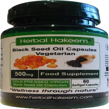 Black Seed Oil Softgel Capsules - Made in the UK - Cold Pressed Nigella Sativa - 500mg x 60 Capsules - (Non-GMO & Vegetarian)