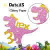 3 Rex Cake Topper, Dinosaur Three Cake Decor, Baby Girl Dinosaur 3rd Birthday Cake Topper, Dinosaur 3 Years Old Birthday Party Supplies - Pink & Gold Glitter view 3