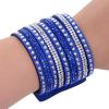 Bohemian Simple Bracelet Summer Party Gift, Women's Multilayer Punk Rhinestone Velvet Cuff Bangle Wristband Bracelet Gift - Light Green view 2