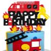 WishFirst Fireman Cake Topper Happy Birthday Sign Cake Decorations Fire Truck Firefighter Themed for Adults Man Kids Boys Girls Baby Shower Birthday Party Supplies Sparkle Decor view 1