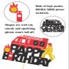 WishFirst Fireman Cake Topper Happy Birthday Sign Cake Decorations Fire Truck Firefighter Themed for Adults Man Kids Boys Girls Baby Shower Birthday Party Supplies Sparkle Decor view 2
