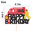 WishFirst Fireman Cake Topper Happy Birthday Sign Cake Decorations Fire Truck Firefighter Themed for Adults Man Kids Boys Girls Baby Shower Birthday Party Supplies Sparkle Decor view 3