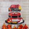 WishFirst Fireman Cake Topper Happy Birthday Sign Cake Decorations Fire Truck Firefighter Themed for Adults Man Kids Boys Girls Baby Shower Birthday Party Supplies Sparkle Decor view 4