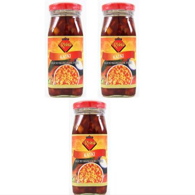 Rishta Katki 450g (Pack of 3) Sliced mango chuney - Combination Of Raw Mango And Real Indian Spices - Provides The Ideal Indian Dining Experience