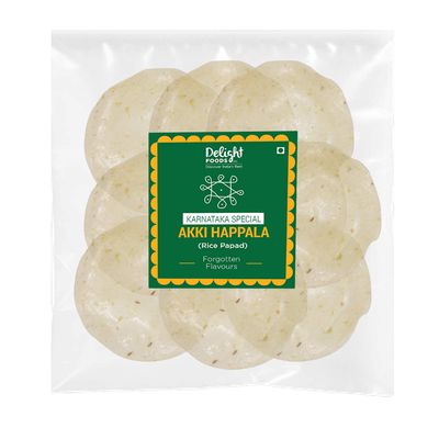 Delight Foods Karnataka Special Papads & Fried Accompaniments (Akki Happala (Rice Flour Papad) 400g)