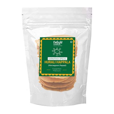 Delight Foods Karnataka Special Papads & Fried Accompaniments (Hurali Happala (Horse Gram Papad) 340g)