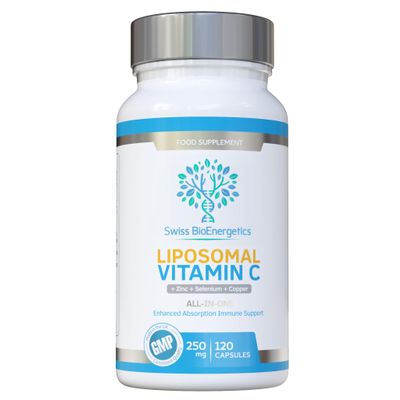 Liposomal Vitamin C Complex with Zinc, Selenium and Copper : All-in-ONE Enhanced Absorption Immune Support : 250mg, 120 Vegan Capsules (4 Month Supply) : Non-GMO, Made in UK