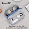 Muf 2 in 1 Contact Lens Case and Glasses Case,Double Sided Dual Use Design,Leak Proof & Portable,Tweezer and Contact Lens Solution Bottle Included for Travel Kit(Blue Plaid) view 4