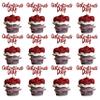 40PCS Galentines Day Cupcake Toppers Decorations, Red Glitter Happy Galentines Day Cupcake Toppers for Galentine's Day Decoration, Friends Galentines Party Decor, Valentines Day Party Decorations view 1