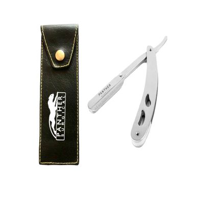Cut Throat Razor Kit Stainless Steel Professional Barber Razor Premium Single Blade Straight Edge, Moustache & Beard Shaper, With Travel Pouch