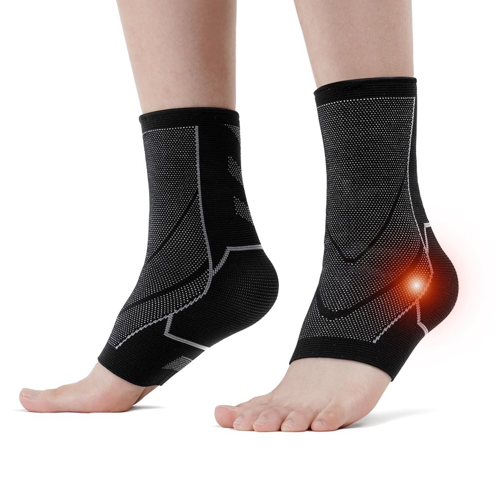 ACWOO Ankle Support Brace, 2 Pack Elastic Compression Foot Sleeves Plantar Fasciitis Socks, Anti-Slip Breathable Compression Support Sleeve for Ankle Protection, Sports Protection and Pain Relief (M)