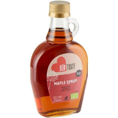 BioToday - Maple Syrup, Organic Sweetener with Light Caramel Taste, Use for Yoghurt, Smoothies, Coffee or Sweet Baked Goods, Healthy Nutritionals, Vegan Friendly 250g
