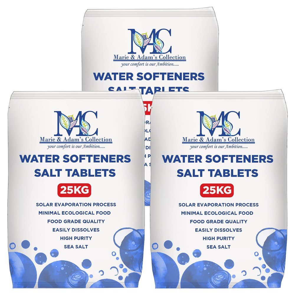 MAC Marie & Adam's Collection 25 Kg Salt Tablets | Water Softener | Food Grade | Compatible to All Water Softener Machines 100% Genuine British Salt Tablet, 3 Bags