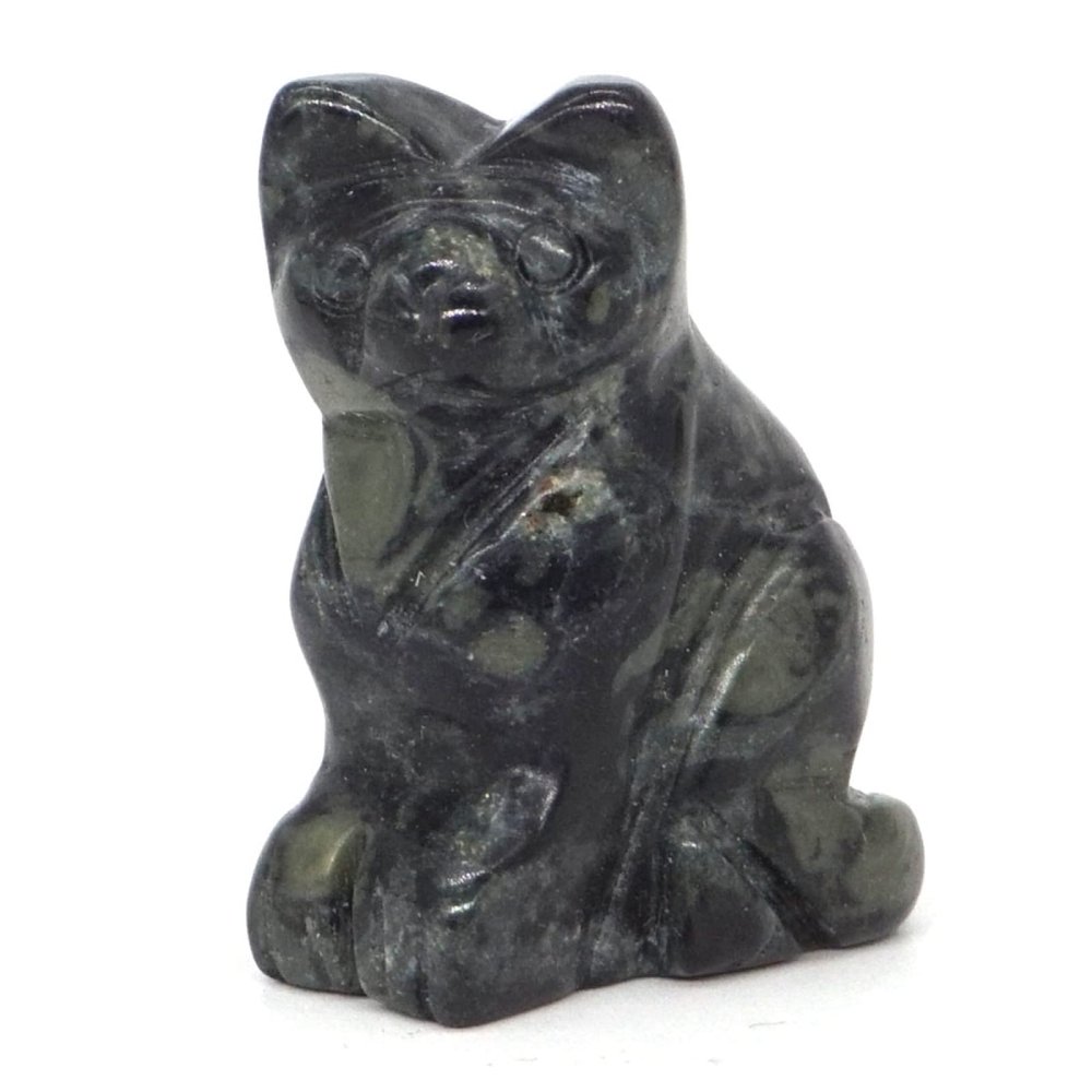 1.5" Cat Statue Stone Carving Natural Gemstone Crystal Quartz Chakra Animal Figurine Home Decoration 1pc,Kambaba Jasper
