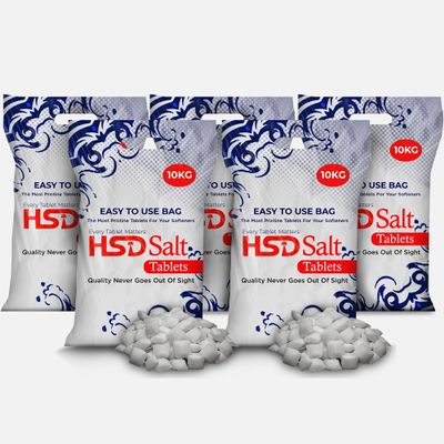 HSD Salt Tablets 10Kg Bags Best For Laundry Kitchen Dish Washing Compatible to All Water Softner Machines Premium Quality Food Grade 100% Genuine British Salt Tablet (5 Bags)