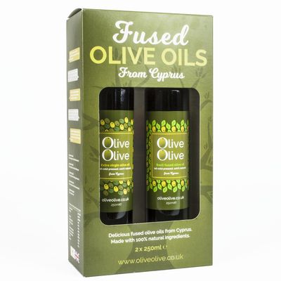 Basil & Oregano Infused Olive Oil Gift Pack 2 x 250ml by OliveOlive - First Cold Pressed Olive Oil from Cyprus - Hand Picked Olives - All Naztural