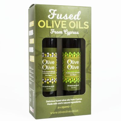 Basil & Garlic Infused Olive Oil Gift Pack 2 x 250ml by OliveOlive - First Cold Pressed Extra Virgin from Cyprus - Hand Picked Olives